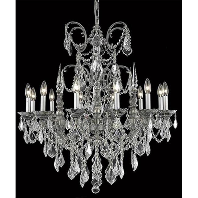 Elegant Lighting 9712D32PW-RC 32 Dia. x 33 H in. Athena Hanging Fixture&#44; Royal Cut - Pewter