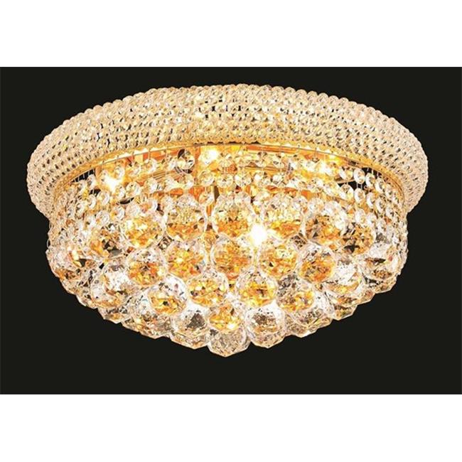 Elegant Lighting 1800F16G-SS 16 D x 8 in. Primo Collection Flush Mount - Swarovski Elements&#44; Gold
