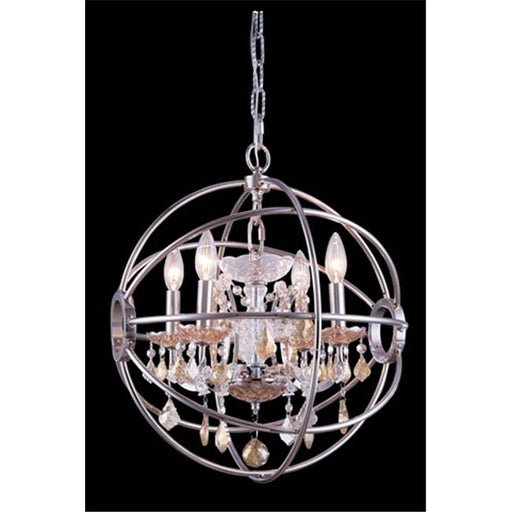 Elegant Lighting 1130D17PN-GT-RC 17 Dia. x 19.5 H in. Geneva Pendent Lamp - Polished Nickel&#44; Royal Cut Golden Teak Crystals