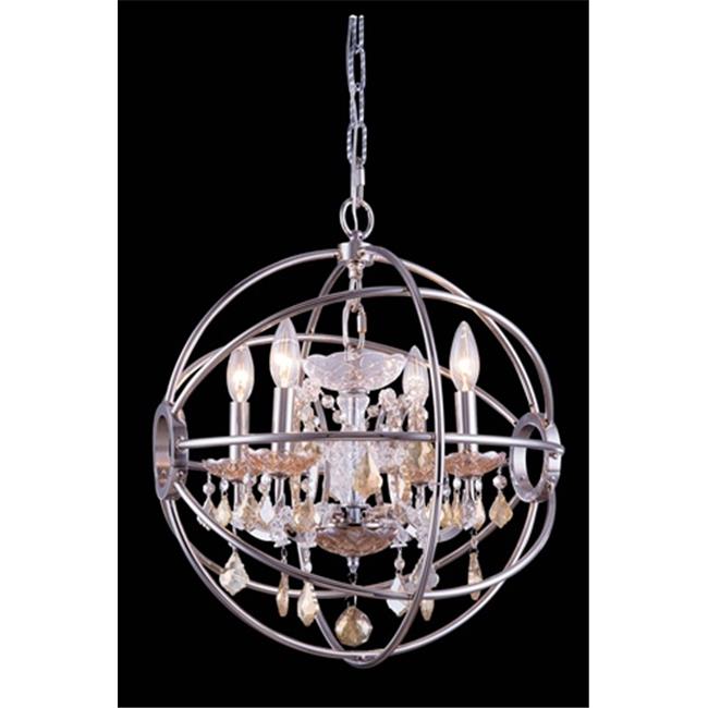 Elegant Lighting 1130D17PN-GT-RC 17 Dia. x 19.5 H in. Geneva Pendent Lamp - Polished Nickel&#44; Royal Cut Golden Teak Crystals