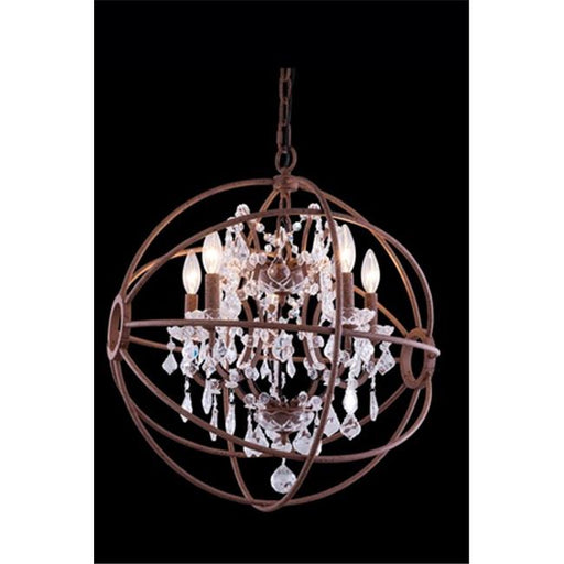 Elegant Lighting 1130D17RI-RC 17 Dia. x 19.5 H in. Geneva Pendent Lamp - Rustic Intent&#44; Royal Cut Crystals