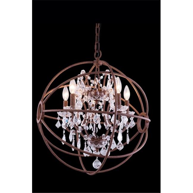Elegant Lighting 1130D17RI-RC 17 Dia. x 19.5 H in. Geneva Pendent Lamp - Rustic Intent&#44; Royal Cut Crystals