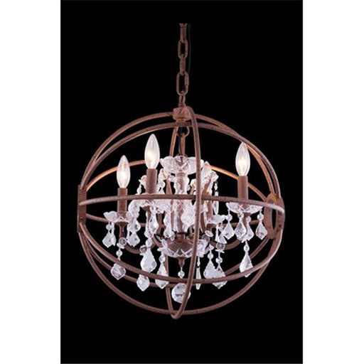 Elegant Lighting 1130D20RI-RC 20 Dia. x 23 H in. Geneva Pendent Lamp - Rustic Intent&#44; Royal Cut Crystals