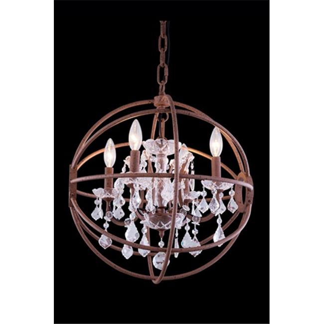 Elegant Lighting 1130D20RI-RC 20 Dia. x 23 H in. Geneva Pendent Lamp - Rustic Intent&#44; Royal Cut Crystals