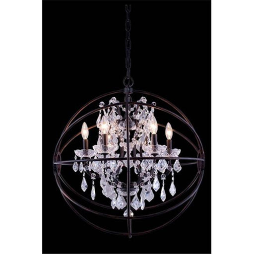 Elegant Lighting 1130D25DB-RC 25 Dia. x 27.5 H in. Geneva Pendent Lamp - Dark Bronze&#44; Royal Cut Crystals