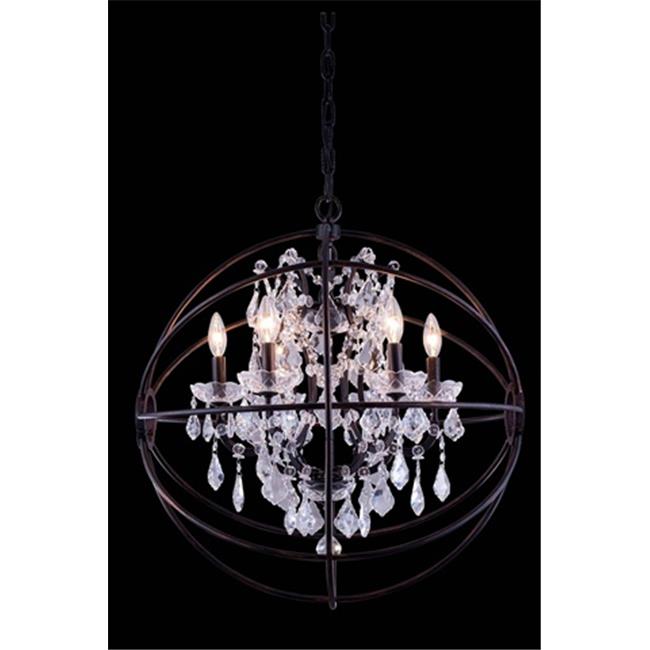Elegant Lighting 1130D25DB-RC 25 Dia. x 27.5 H in. Geneva Pendent Lamp - Dark Bronze&#44; Royal Cut Crystals