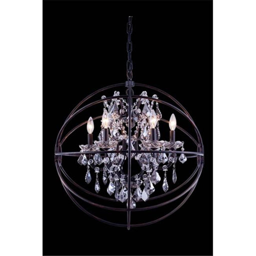 Elegant Lighting 1130D25DB-SS-RC 25 Dia. x 27.5 H in. Geneva Pendent Lamp - Dark Bronze&#44; Royal Cut Silver Shade Crystals