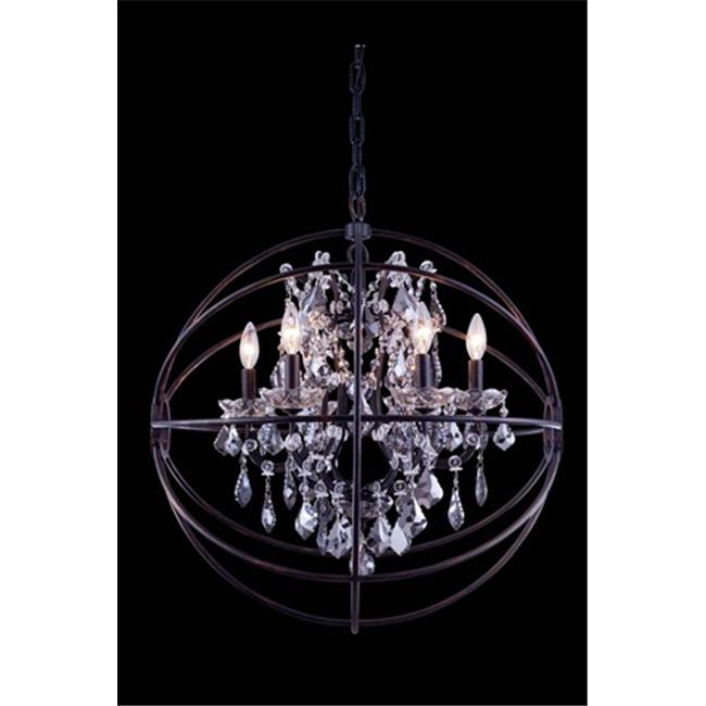 Elegant Lighting 1130D25DB-SS-RC 25 Dia. x 27.5 H in. Geneva Pendent Lamp - Dark Bronze&#44; Royal Cut Silver Shade Crystals