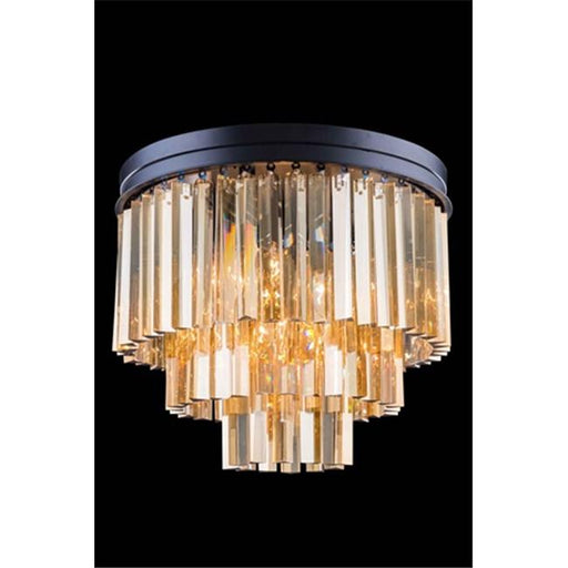 Elegant Lighting 1201F20MB-GT-RC 20 Dia. x 16 H in. Sydney Flush Mount - Mocha Brown&#44; Royal Cut Golden Teak Crystals