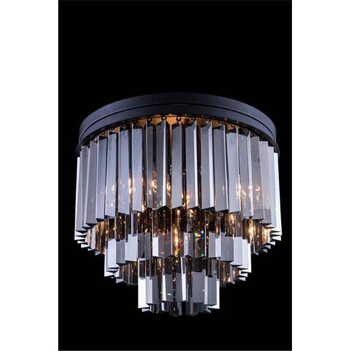 Elegant Lighting 1201F20MB-SS-RC 20 Dia. x 16 H in. Sydney Flush Mount - Mocha Brown&#44; Royal Cut Silver Shade Crystals