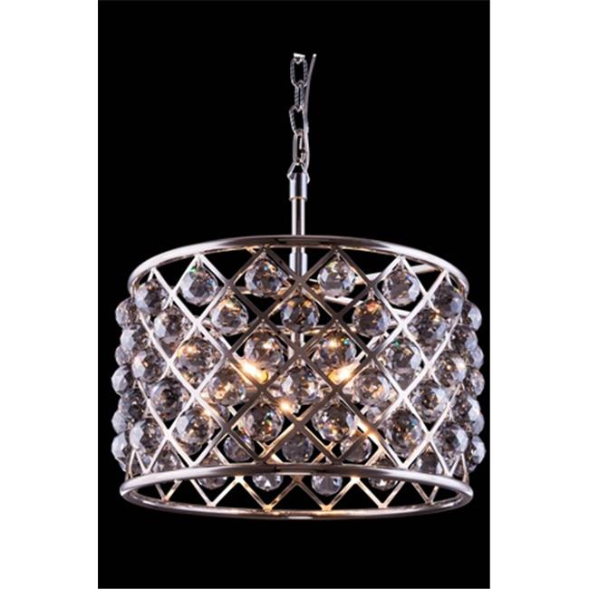 Elegant Lighting 1206D20PN-SS-RC 20 Dia. x 13 H in. Madison Pendent Lamp - Polished Nickel&#44; Royal Cut Silver Shade Crystals