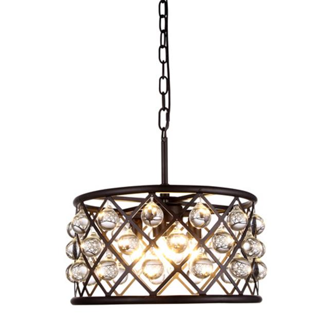 Elegant Lighting 1213D16MB-RC 16 Dia. x 9 H in. Madison Pendant Lamp - Mocha Brown&#44; Royal Cut Crystal Clear
