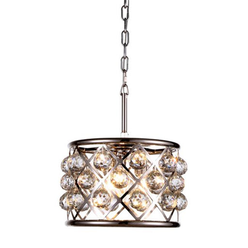 Elegant Lighting 1214D12PN-RC 12 Dia. x 9 H in. Madison Pendant Lamp - Polished Nickel&#44; Royal Cut Crystal Clear