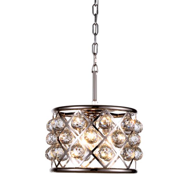 Elegant Lighting 1214D12PN-RC 12 Dia. x 9 H in. Madison Pendant Lamp - Polished Nickel&#44; Royal Cut Crystal Clear