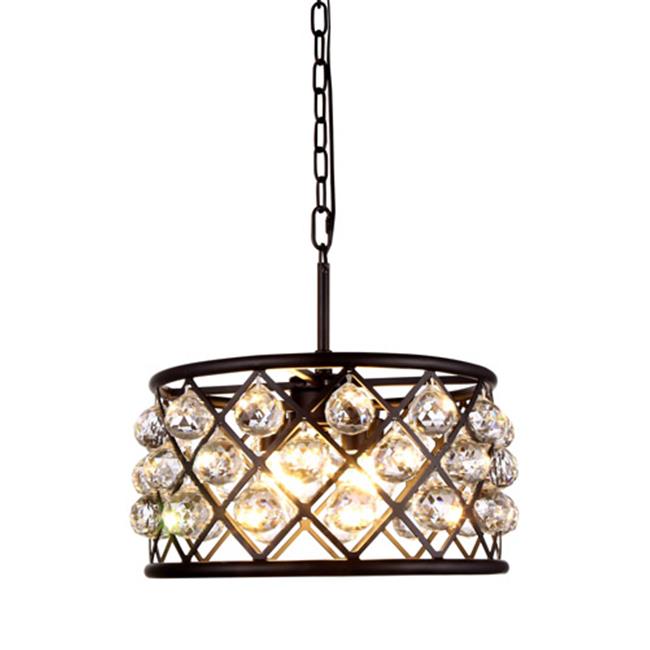 Elegant Lighting 1214D16MB-RC 16 Dia. x 9 H in. Madison Pendant Lamp - Mocha Brown&#44; Royal Cut Crystal Clear