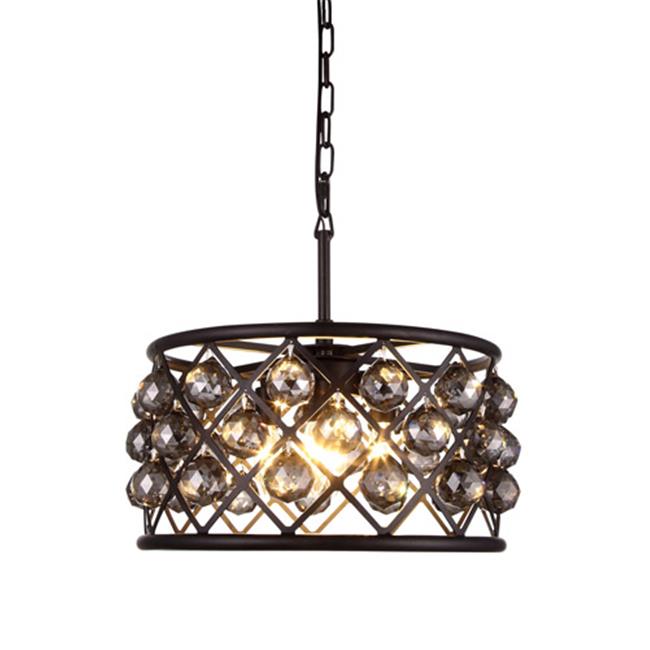 Elegant Lighting 1214D16MB-SS-RC 16 Dia. x 9 H in. Madison Pendant Lamp - Mocha Brown&#44; Royal Cut Silver Shade Grey