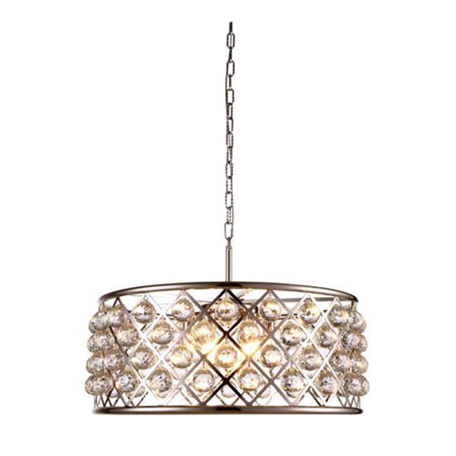 Elegant Lighting 1214D25PN-RC 25 Dia. x 10.5 H in. Madison Pendant Lamp - Polished Nickel&#44; Royal Cut Crystal Clear