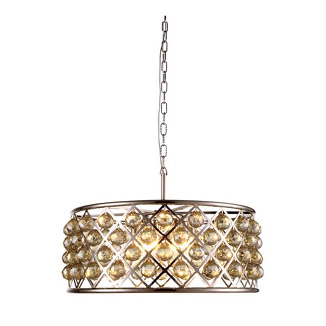 Elegant Lighting 1214D25PN-GT-RC 25 Dia. x 10.5 H in. Madison Pendant Lamp - Polished Nickel&#44; Royal Cut Golden Teak Smoky