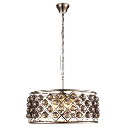Elegant Lighting 1214D25PN-SS-RC 25 Dia. x 10.5 H in. Madison Pendant Lamp - Polished Nickel&#44; Royal Cut Silver Shade Grey