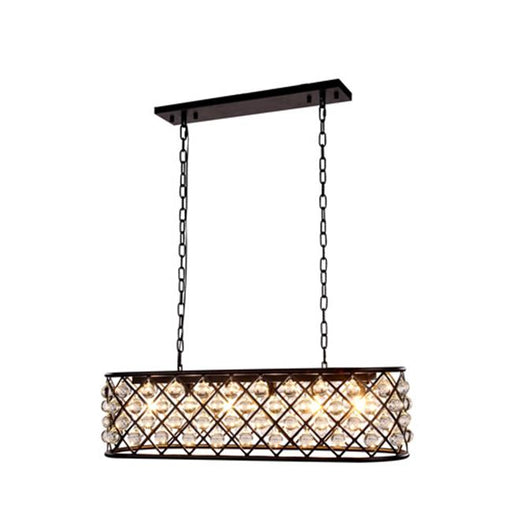 Elegant Lighting 1215G40MB-RC 40 x 13 x 15 in. Madison Pendant Lamp - Mocha Brown&#44; Royal Cut Crystal Clear