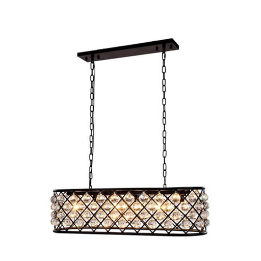 Elegant Lighting 1216G40MB-RC 40 x 13 x 15 in. Madison Pendant Lamp - Mocha Brown&#44; Royal Cut Crystal Clear