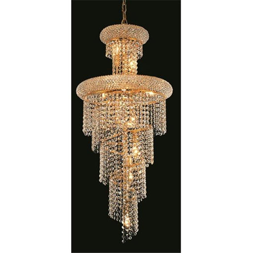 Elegant Lighting 1800SR16G-SS 16 D x 36 in. Spiral Collection Hanging Fixture - Swarovski Elements&#44; Gold