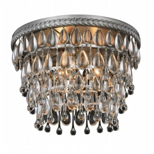 Elegant Furniture & Lighting 1219F15AS-RC Nordic Royal Cut Clear Antique Silver Flush Mount&#44; 10 x 15 in.