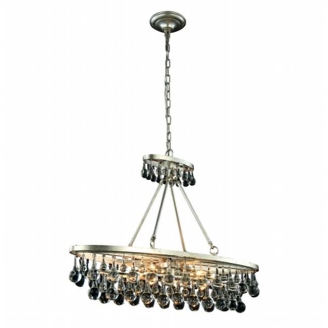 Elegant Furniture & Lighting 1509D34SL Bettina Royal Cut Clear Silver Leaf Pendant Lamp&#44; 25 x 10 x 34 in.