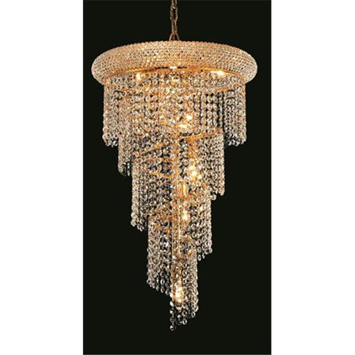 Elegant Lighting 1801SR16G-SS 16 D x 26 in. Spiral Collection No Neck Hanging Fixture - Swarovski Elements&#44; Gold