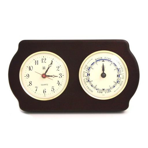 Bey-Berk International WS416 Brass Quartz Clock Tide Clock in Ash Wood