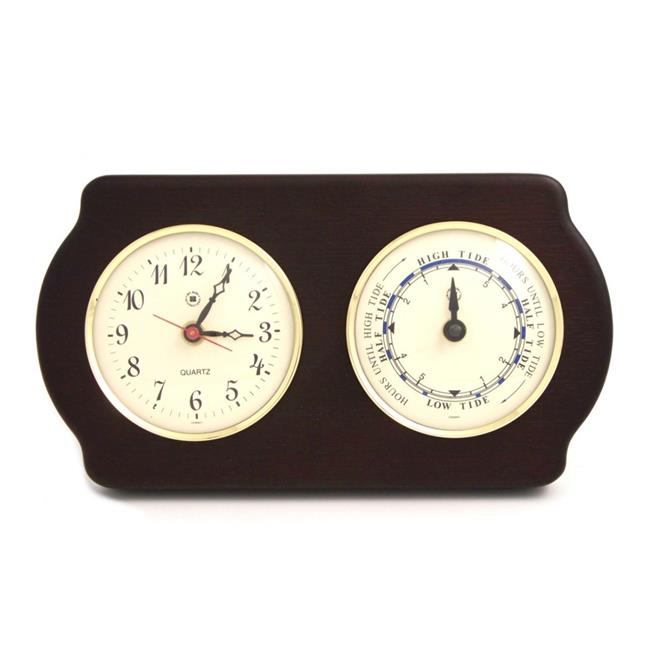 Bey-Berk International WS416 Brass Quartz Clock Tide Clock in Ash Wood