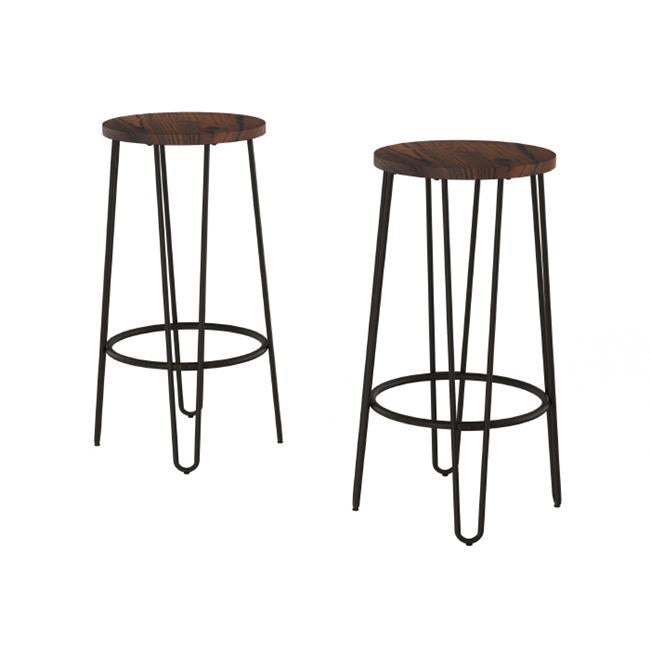 Lavish Home 80-FSTL-9 Backless Barstools Bar Height Stools&#44; Dark Walnut Stained Seat & Coffee Colored Legs - Set of 2