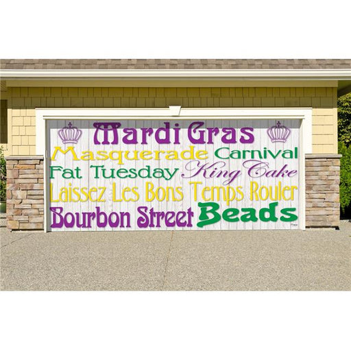My Door Decor 285905MRDG-005 7 x 16 ft. Words Mardi Gras Door Mural Sign Car Garage Banner Decor&#44; Multi Color