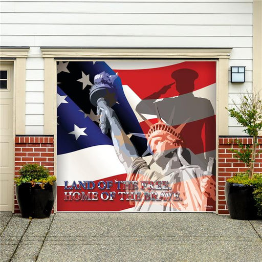 My Door Decor 285903PATR-002 7 x 8 ft. USA Military Brave & Free Patriotic Door Mural Sign Banner Decor&#44; Multi Color