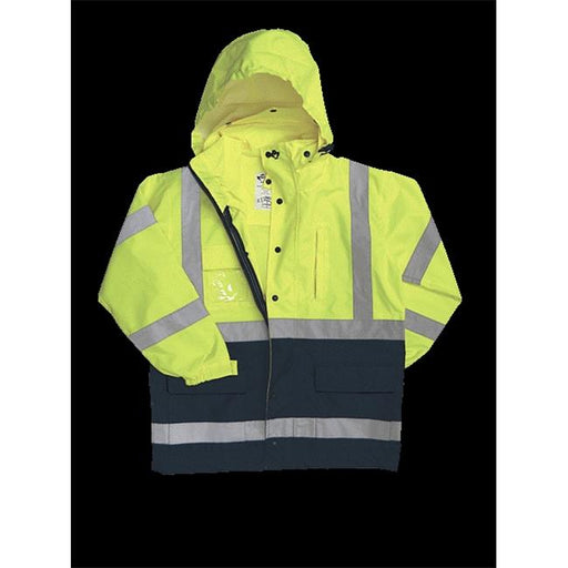 2W 736C-3 5XL 100 Percent Waterproof Class 3 Rain Parka - Lime & Blue&#44; 5 Extra Large