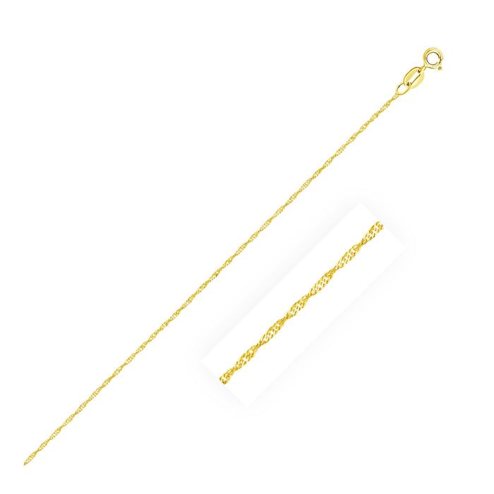 10k Yellow Gold Singapore Chain&#44; 0.8 mm - Size 18 in.