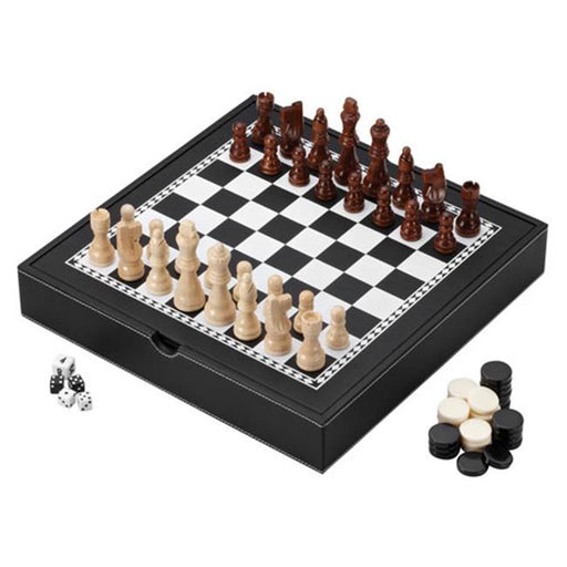 Mainstreet Classic 55-0206 Mainstreet Classics Chess - Checkers - Backgammon with Chessmen Storage