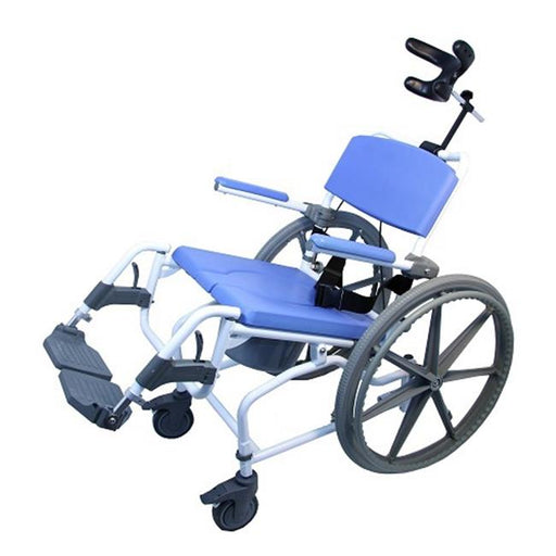 Healthline 791154430156 Aluminum Tilt Shower Commode Chair&#44; 18 in. Seat with 24 in. Wheels
