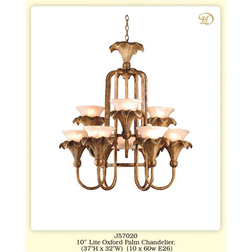 JB Hirsch Home Decor J57020 10 Lite Oxford Palm Chandelier
