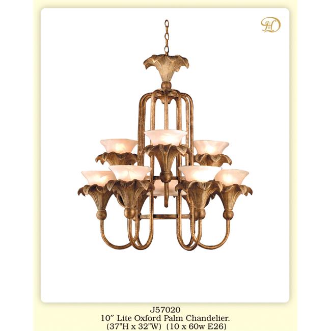 JB Hirsch Home Decor J57020 10 Lite Oxford Palm Chandelier