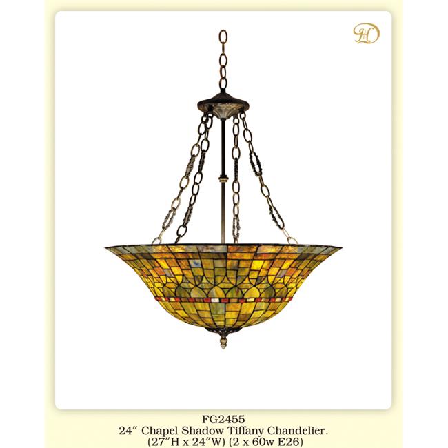 JB Hirsch Home Decor FG2455 24 in. Chapel Shadow Tiffany Chandelier