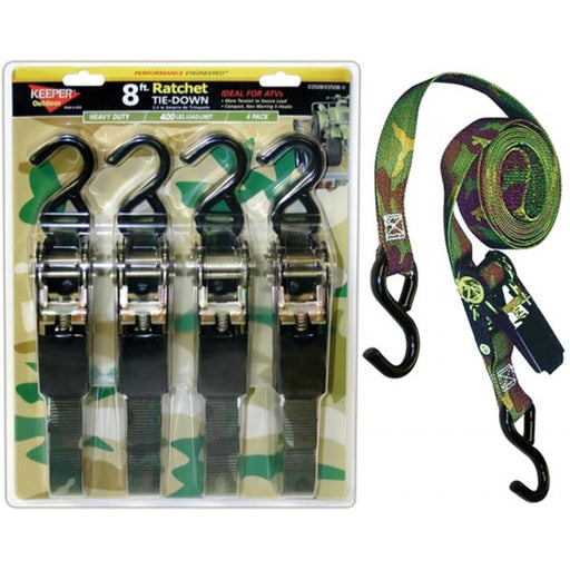 Hampton Products Keeper 4 Pack 8 Camo Ratchet Tie-Down  03508-V