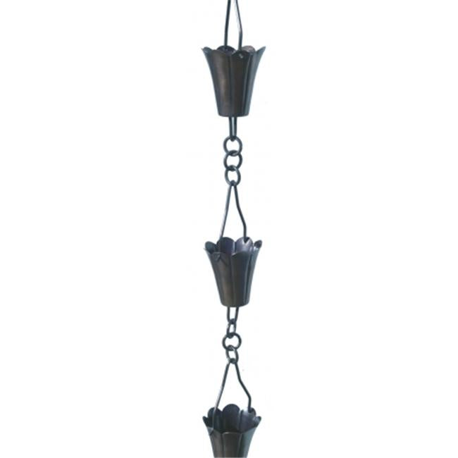 Patina Products Antique Copper Fluted Cup Rain Chain  R259