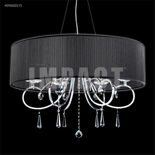 James R Moder 40926S22-71 Contemporary 6 Light Crystal Chandelier Silver Imperial Crystal Clear And Black Pleated Shade