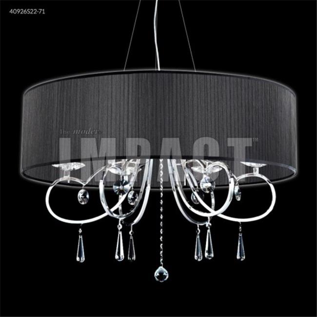 James R Moder 40926S22-71 Contemporary 6 Light Crystal Chandelier Silver Imperial Crystal Clear And Black Pleated Shade