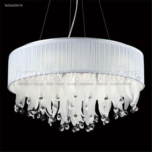 James R Moder 96356S2W-74 Round 9 Light Crystal Chandelier Silver Imperial Crystal Clear And White Pleated Shade