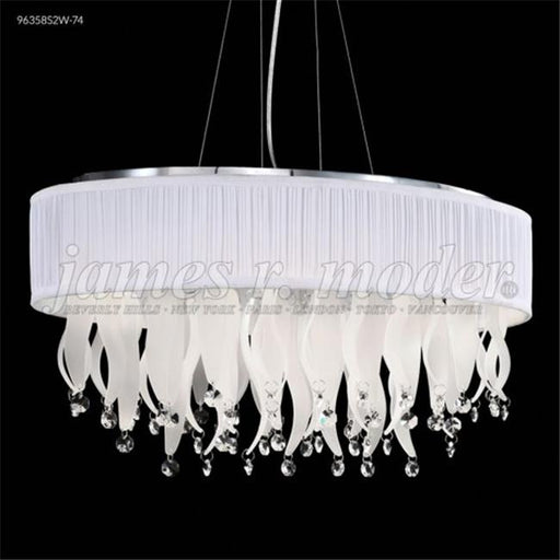 James R Moder 96358S2W-74 Oval 8 Light Crystal Chandelier Silver Imperial Crystal Clear And White Pleated Shade