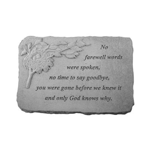 Kay Berry 07516 No Farewell Words Memorial Stone&#44; Birds Nest