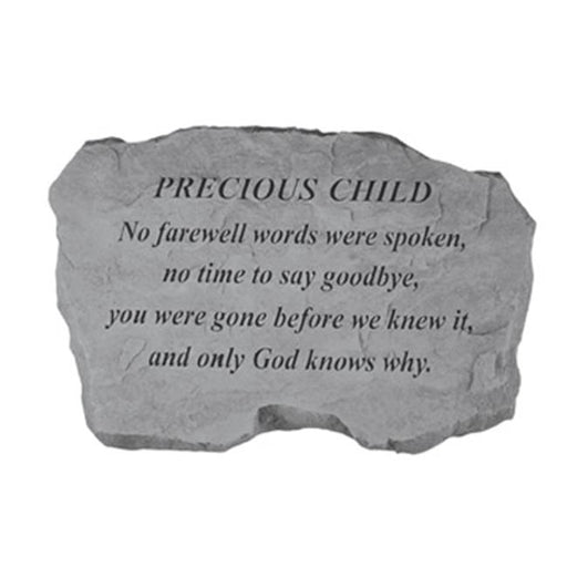 Kay Berry- Inc. 98220 Precious Child-No Farewell Words Were Spoken - Memorial - 16 Inches x 10.5 Inches x 1.5 Inches