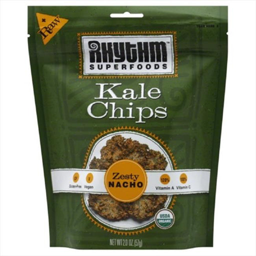 RHYTHM SUPERFOODS CHIP KALE ZESTY NACHO ORG-2 OZ -Pack of 12